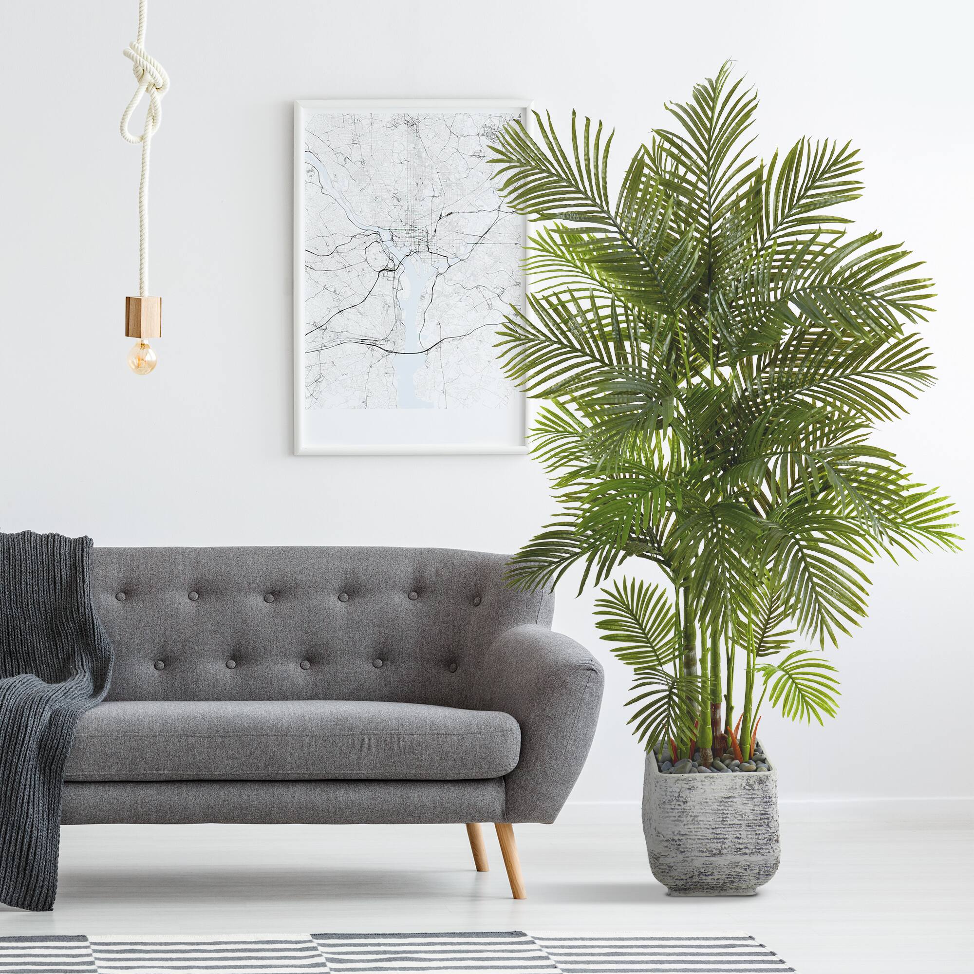 6.2ft. Areca Palm Artificial Tree in White Planter